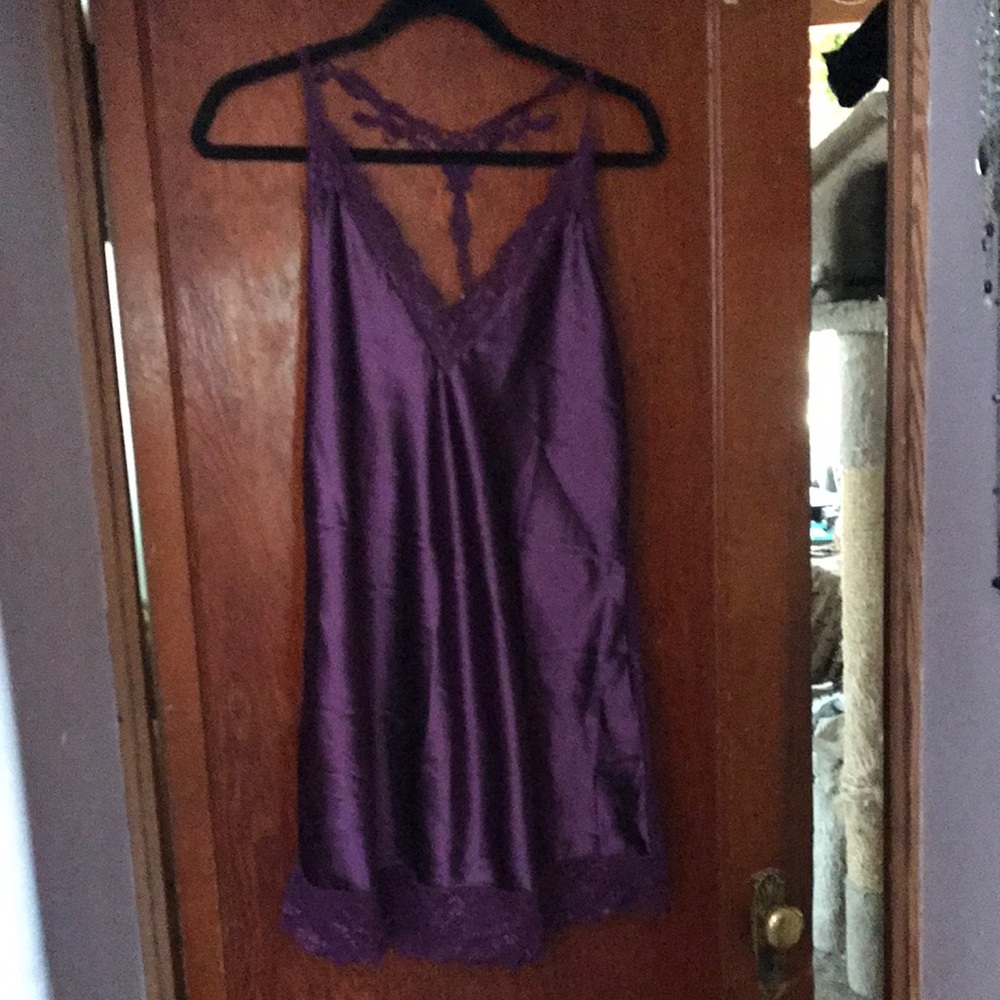 Elegant Purple Lace Trim Nightgown